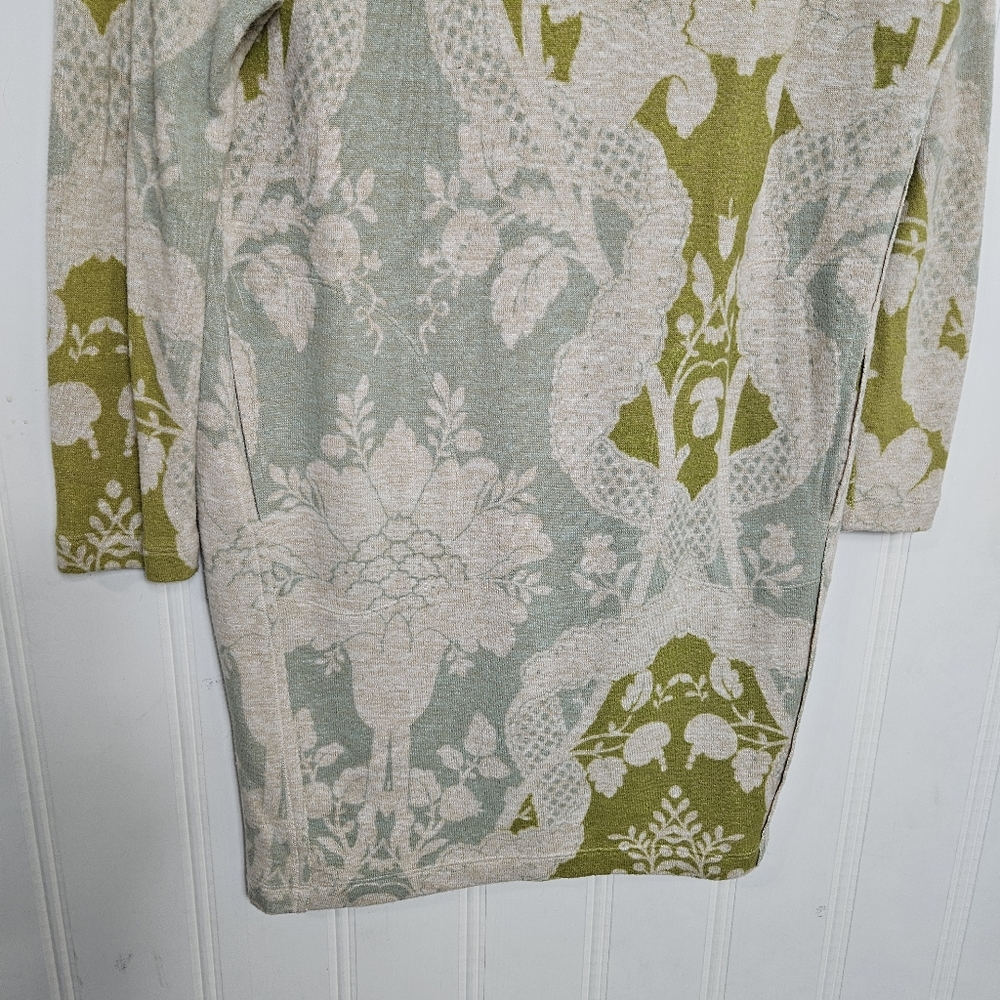 Anthro Saturday Sunday Green Floral Draped Neck Petite Dress SP Boho - Picture 4 of 15